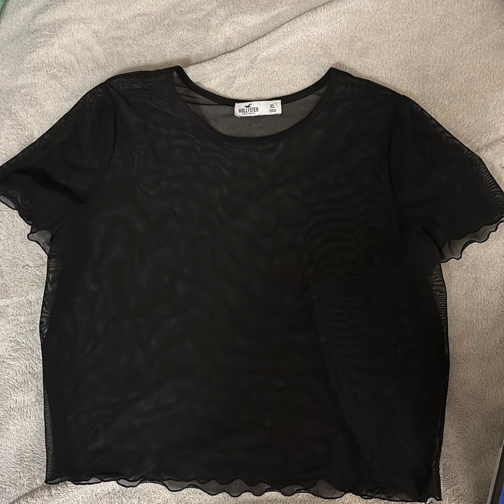 Hollister sheer crop top baby tee XL